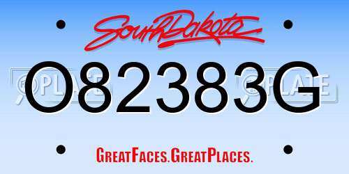 O82383G South Dakota License Plate