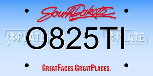 O825TI South Dakota License Plate