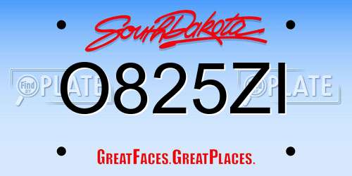 O825ZI South Dakota License Plate