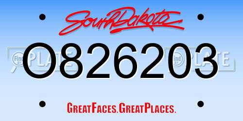 O826203 South Dakota License Plate