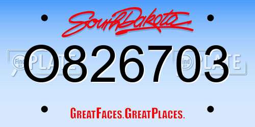O826703 South Dakota License Plate
