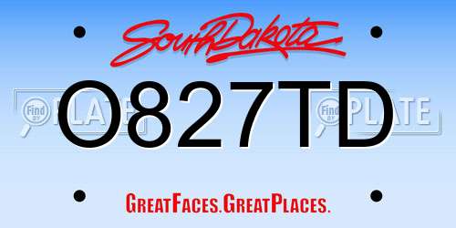 O827TD South Dakota License Plate