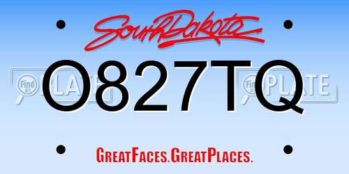 O827TQ South Dakota License Plate