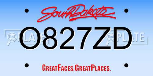 O827ZD South Dakota License Plate
