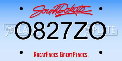 O827ZO South Dakota License Plate