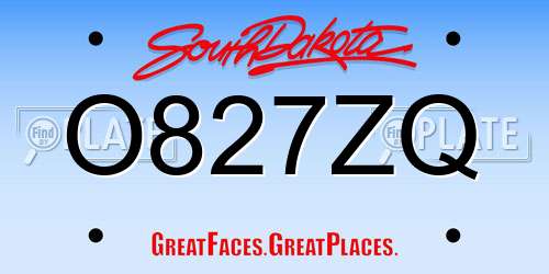 O827ZQ South Dakota License Plate