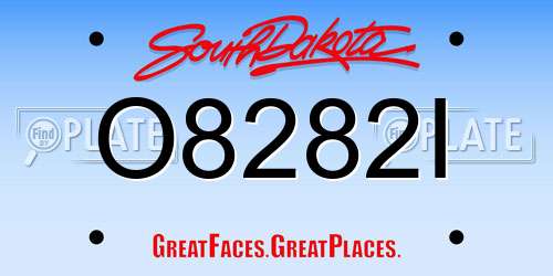 O8282I South Dakota License Plate