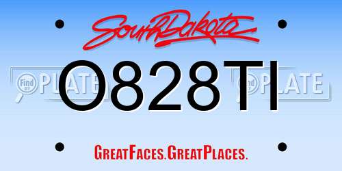 O828TI South Dakota License Plate