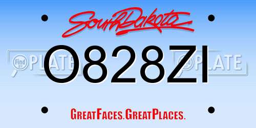 O828ZI South Dakota License Plate