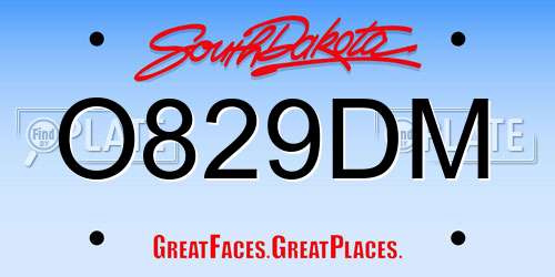 O829DM South Dakota License Plate