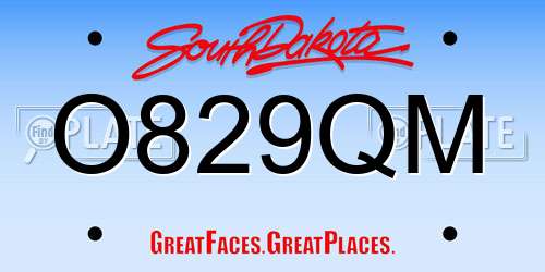 O829QM South Dakota License Plate