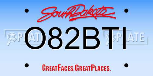 O82BTI South Dakota License Plate