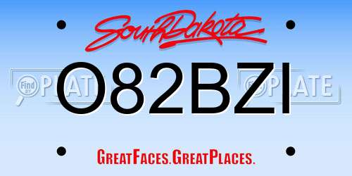 O82BZI South Dakota License Plate