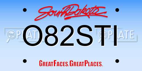 O82STI South Dakota License Plate