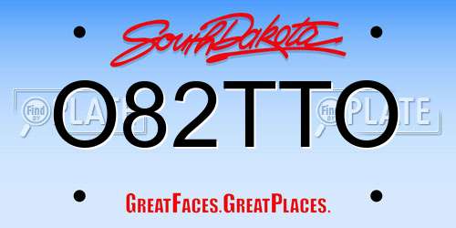 O82TTO South Dakota License Plate