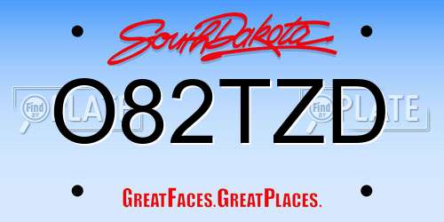 O82TZD South Dakota License Plate