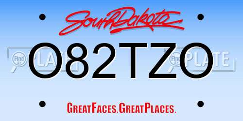 O82TZO South Dakota License Plate