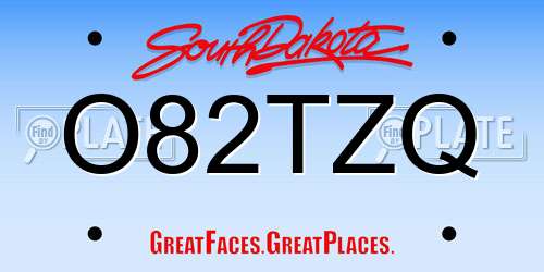 O82TZQ South Dakota License Plate