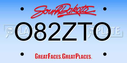 O82ZTO South Dakota License Plate