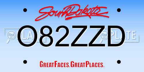 O82ZZD South Dakota License Plate
