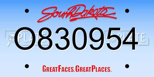 O830954 South Dakota License Plate