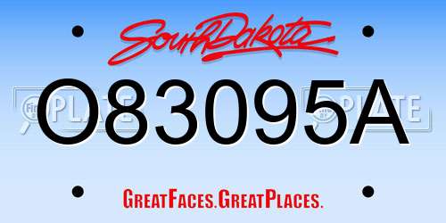 O83095A South Dakota License Plate
