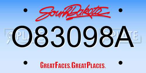 O83098A South Dakota License Plate