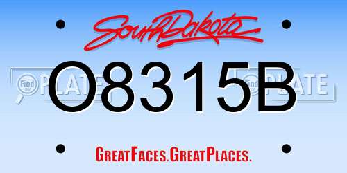O8315B South Dakota License Plate