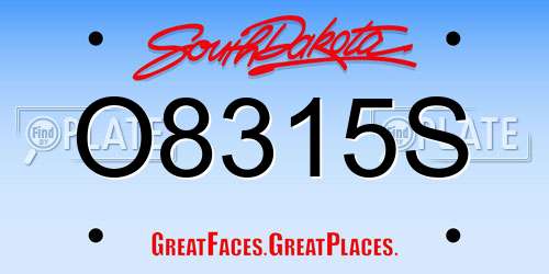 O8315S South Dakota License Plate