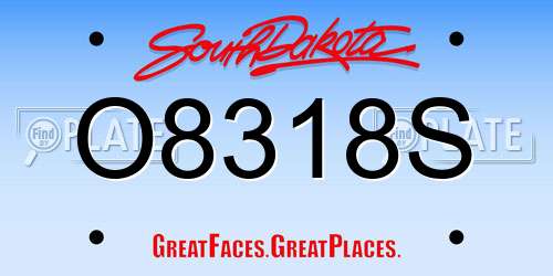 O8318S South Dakota License Plate