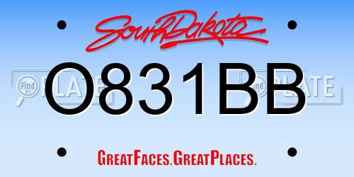 O831BB South Dakota License Plate