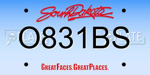 O831BS South Dakota License Plate