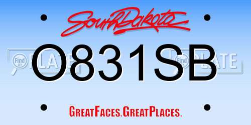 O831SB South Dakota License Plate