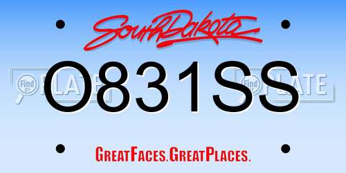 O831SS South Dakota License Plate