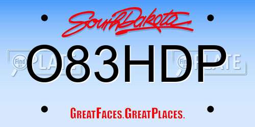 O83HDP South Dakota License Plate