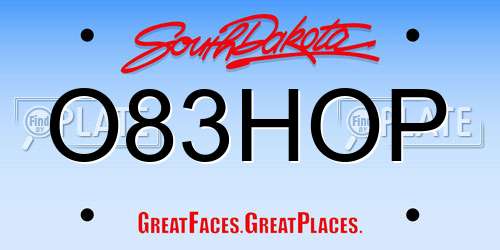 O83HOP South Dakota License Plate