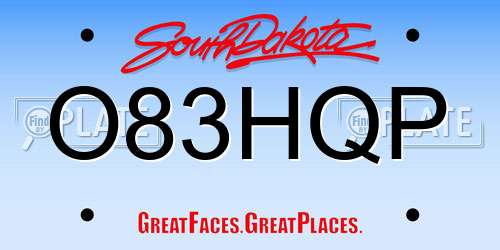 O83HQP South Dakota License Plate