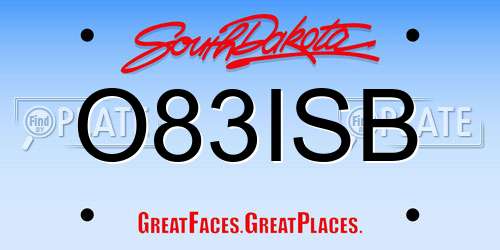 O83ISB South Dakota License Plate