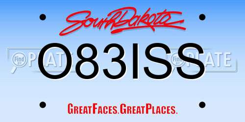 O83ISS South Dakota License Plate