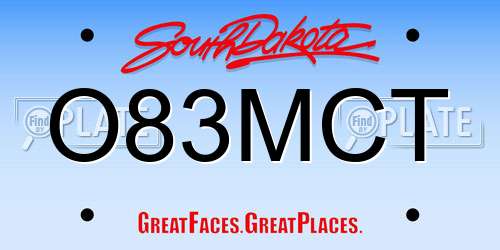 O83MCT South Dakota License Plate