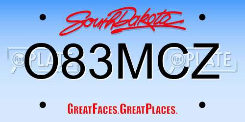 O83MCZ South Dakota License Plate