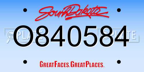 O840584 South Dakota License Plate