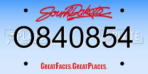 O840854 South Dakota License Plate