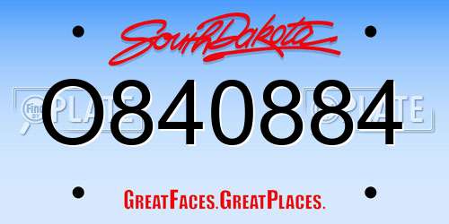 O840884 South Dakota License Plate
