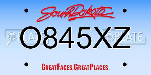 O845XZ South Dakota License Plate