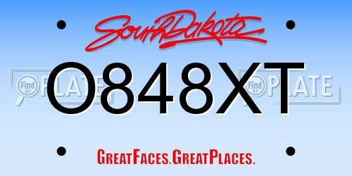 O848XT South Dakota License Plate