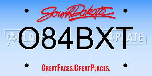 O84BXT South Dakota License Plate