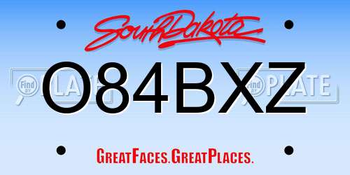 O84BXZ South Dakota License Plate