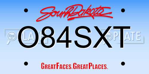 O84SXT South Dakota License Plate