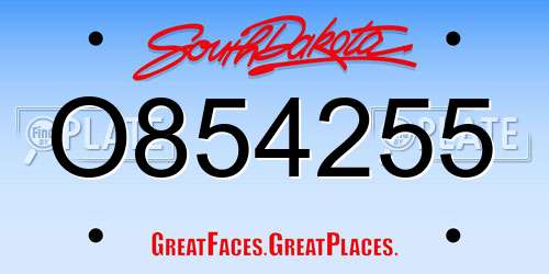 O854255 South Dakota License Plate